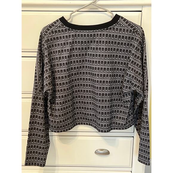 Adidas Originals Pavao Crop Black White Allover Print Sweatshirt Women's Size S - Picture 5 of 9